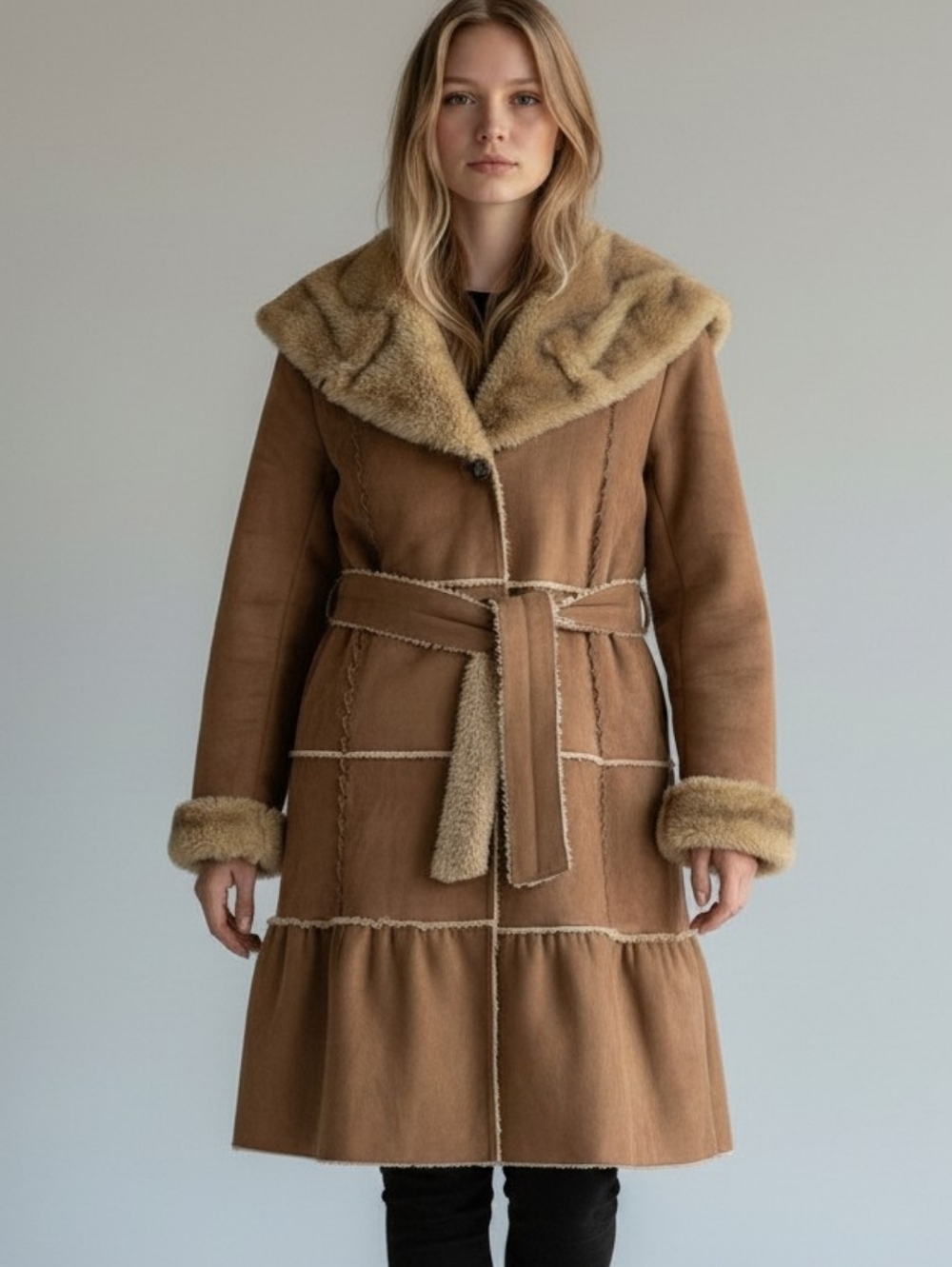 Laundry by Shelli Segal Brown Faux Suede Shearling Coat Size US XL